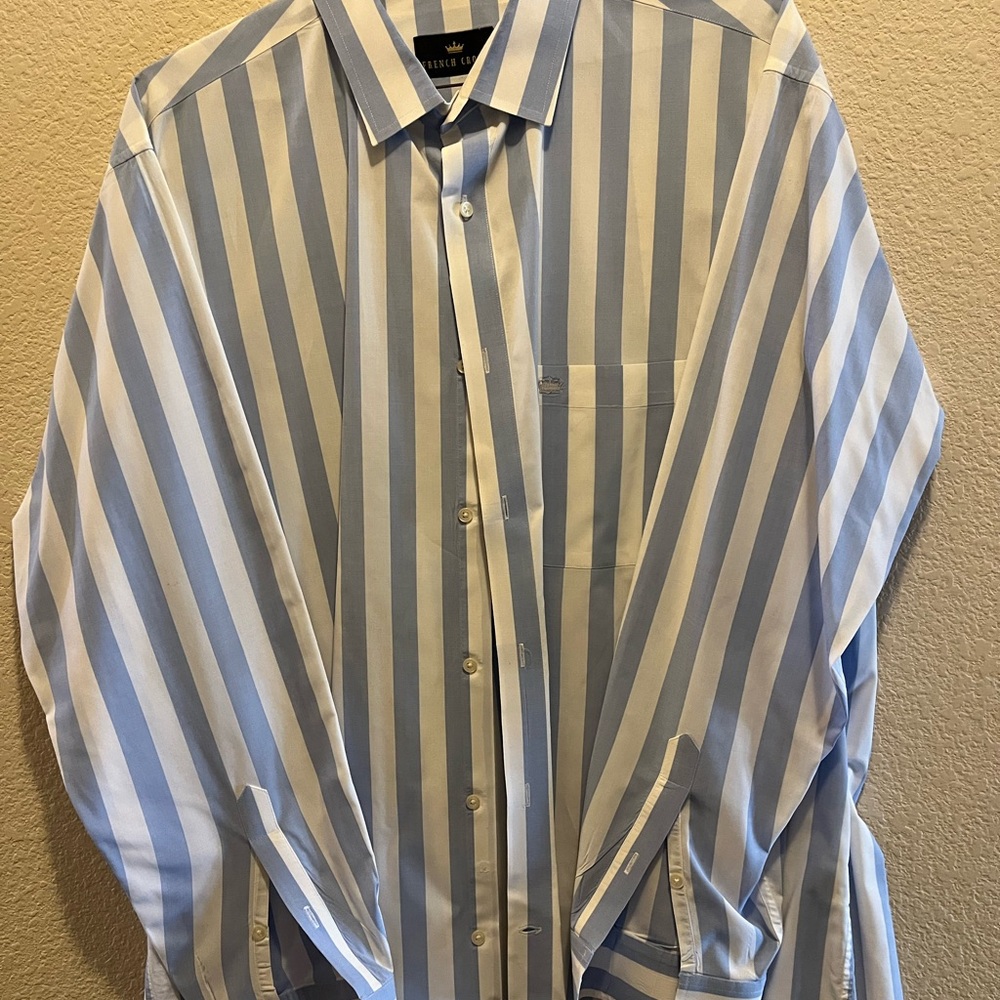 Men's Striped Button-Down Shirt - Blue and White